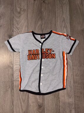 Harley-Davidson Jersey Kids Grey & Orange Button-Up Tee